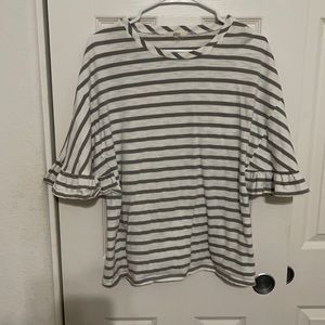 Striped flutter sleeved shirt